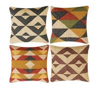 INDACORIFY, Juego de 4 Uds. De Funda de cojín Kilim de Yute de Lana, Funda de Almohada turca Tejida a Mano Vintage, Funda Decorativa para decoración del hogar (Estilo- 04)