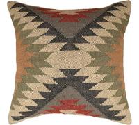 INDACORIFY Kilim Funda de Almohada para decoración del hogar Fundas de Almohada Decorativas Tejido a Mano Lana de Yute Decoración de otoño Cojín 18x18 Cojines Cuadrados Indios para Exteriores