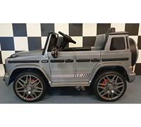 INDALCHESS Coche de niños 12v G63, RC, Gris Plata, Asiento Cuero, Coche niños de 1 a 4 años