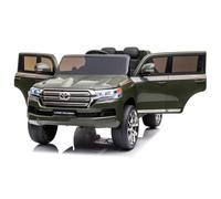 INDALCHESS Coche electrico 12v niños, Land Cruiser Verde, 2x12V, RC, de 1 a 6 años, Asiento Cuero, Ruedas Goma