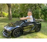 INDALCHESS Coche ELECTRICO 24V para NIÑOS, Lamborghini Aventador 24V, 2 PLAZAS, MP4, Negro