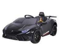 INDALCHESS Coche electrico niños 12v Lamborghini Huracán, 12V, Asiento Cuero, Ruedas Goma, 1 a 5 años, Negro Full Option