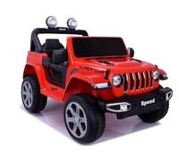 INDALCHESS Coche eléctrico para niños con batería 12V Todoterreno, Mando a Distancia, Super Car, 4x4, 4 Motores, Ruedas de Goma, Función Balancín (Rojo)