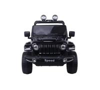 INDALCHESS Coche eléctrico para niños con batería 12V Todoterreno, Mando a Distancia, Super Car, 4x4, 4 Motores, Ruedas de Goma, Función Balancín (Negro)