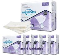 INDAS SABANINDAS -Pack 6 Paquetes de 20 Protectores de Cama Extra 80 x 180 - Protectores Absorbentes, Ideal para Incontinencia, Confort y Seguridad - Libre de Látex