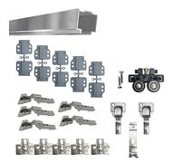 INDAUX KIT Herrajes CARRIL Deslizante para Puertas Plegables - Armario Guardarropa Estantería PLEGABLE con Bisagras Amortiguadas Soft 1 o 2 Pares de Puertas (1 Par de PUERTAS, Bisagras MEDIO CUELLO (9