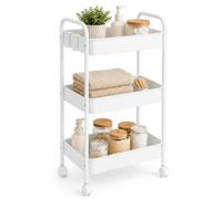 INDE CONFORTIME | Carrito Auxiliar con Ruedas 3 Niveles 41x27,8x78 cm, Carrito Organizador de Cocina Blanco, Estantería Estrecha y Mueble Auxiliar de Baño, Verdulero Compacto para Almacenaje