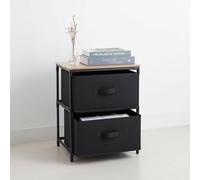 INDE MOBLEKIT | Cajonera Baja 2 Cajones 40×30×47.5 cm, Mueble Auxiliar de TNT y Madera con Marco Metálico, Organizador para Dormitorio, Salón o Recibidor, Ropa y Accesorios