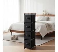 INDE MOBLEKIT | Cajonera Estrecha 4 Cajones 47×20×90 cm, Mueble Delgado de TNT y Madera con Estructura Metálica, Organizador para Dormitorio, Pasillos y Espacios Reducidos