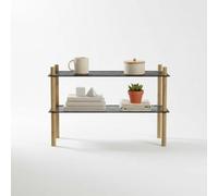 INDE MOBLEKIT | Estantería Auxiliar 2 Niveles Metal y Bambú 63x26x39 cm, Metálica para Cocina o Baño, Montaje sin Tornillos, Organizador Zapatos o Estantería Almacenaje Hogar