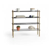 INDE MOBLEKIT | Estantería Auxiliar 4 Niveles Metal y Bambú 63x26x75 cm, Estantería Estrecha Cocina o Baño, Metálica Negra, Montaje sin Tornillos, Organizador Zapatos o Estantería Almacenaje Hogar