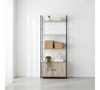 INDE MOBLEKIT | Estantería con Puertas y 4 Estantes de Madera 60×24×144 cm, Librería Metálica para Almacenaje Cocina, Estantería Estilo Industrial para Libros y Hogar, Acabado Mate