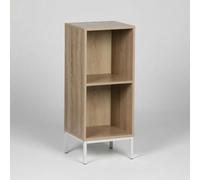 INDE MOBLEKIT | Estantería Cubo 2 Compartimentos 30×29×72 cm, Mueble de Madera con Patas Metálicas, Estantería para Almacenaje y Decoración, Librería Auxiliar para Salón, Dormitorio o Oficina