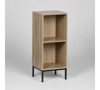 INDE MOBLEKIT | Estantería Cubo 2 Compartimentos 30×29×72 cm, Mueble de Madera con Patas Metálicas, Estantería para Almacenaje y Decoración, Librería Auxiliar para Salón, Dormitorio o Oficina