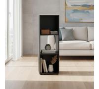 INDE MOBLEKIT | Estantería Cubo 3 Compartimentos 31x29.7x91.2 cm, Estantería Vertical Negra para Libros o Cocina, Mueble Auxiliar Estrecho para Estanterías Almacenaje y Decoración