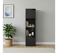 INDE MOBLEKIT | Estantería Cubo 4 Compartimentos con 2 Puertas 30x29x120 cm, Estantería Madera Negra, Mueble Auxiliar Cocina o Librería Estrecha para Estanterías Almacenaje Vertical