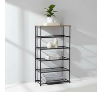 INDE MOBLEKIT | Estantería de Acero y Madera 6 Niveles 60×30×103 cm, Estantería de Almacenaje para Cocina o Baño, Mueble con Baldas Metálicas y Encimera Madera, Fácil de Montar