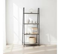 INDE MOBLEKIT | Estantería de Madera y Metal Negro 4 Niveles 60×34.5×150 cm, Librería Moderna con Baldas para Libros, Estantería Almacenaje Hogar y Decoración, Acabado Mate Fácil Montaje