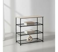 INDE MOBLEKIT | Estantería Madera y Metal con 4 Baldas 60×30×63 cm, Estantería Almacenaje Cocina o Baño, Mueble Compacto para Libros y Decoración, Metálica Mate