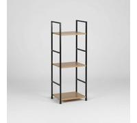 INDE MOBLEKIT | Estantería Metálica 3 Niveles 29.1x23.5x80 cm Negra, Mueble Auxiliar con Baldas de Madera Acabado Mate, Organización para Baño, Cocina, Dormitorio u Oficina