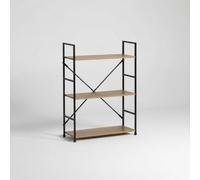 INDE MOBLEKIT | Estantería Metálica 3 Niveles 58.6x23.5x80 cm Negra, Mueble Auxiliar con Baldas de Madera y Refuerzo Cruzado, Organización para Baño, Cocina, Dormitorio u Oficina