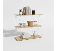 INDE MOBLEKIT | Estantería Metálica 3 Niveles de Madera y Acero Blanco 80x30x71.2 cm, Mueble Bajo con Estantes Amplios, Librería Abierta para Salón, Cocina o Dormitorio