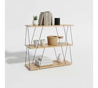 INDE MOBLEKIT | Estantería Metálica 3 Niveles de Madera y Acero Negro 80x30x71.2 cm, Mueble Bajo con Estantes Amplios, Librería Abierta para Salón, Cocina o Dormitorio