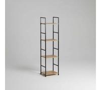 INDE MOBLEKIT | Estantería Metálica 4 Niveles 29.1x23.5x112 cm Negra, Mueble Auxiliar con Baldas de Madera Acabado Mate, Organización para Baño, Cocina, Dormitorio u Oficina