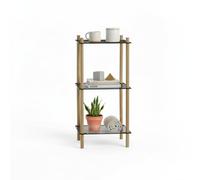 INDE MOBLEKIT | Estantería Vertical 3 Niveles Cuadrada Metal y Bambú 35x30x71 cm, Metálica para Baño o Cocina, Montaje sin Tornillos, Organizador Zapatos o Estantería Almacenaje Hogar