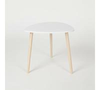 INDE MOBLEKIT | Mesa Auxiliar Madera Blanca 38,5 cm con 3 Patas, Mesita Auxiliar Salón Dormitorio, Mesa de Noche Estilo Nórdico para Sofá, Cama o Rincón, Mesas Auxiliares para Hogar Moderno