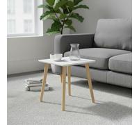 INDE MOBLEKIT | Mesa Auxiliar Madera Blanca 40x40x40 cm con 4 Patas, Mesita Auxiliar Salón Dormitorio, Mesa de Noche Estilo Nórdico para Sofá, Cama o Rincón, Mesas Auxiliares para Hogar Moderno