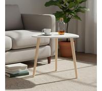 INDE MOBLEKIT | Mesa Auxiliar Madera Blanca 48 cm con 3 Patas, Mesita Auxiliar Salón Dormitorio, Mesa de Noche Estilo Nórdico para Sofá, Cama o Rincón, Mesas Auxiliares para Hogar Moderno