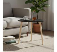 INDE MOBLEKIT | Mesa Auxiliar Madera Negra 38,5 cm con 3 Patas, Mesita Auxiliar Salón Dormitorio, Mesa de Noche Estilo Nórdico para Sofá, Cama o Rincón, Mesas Auxiliares para Hogar Moderno