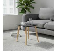 INDE MOBLEKIT | Mesa Auxiliar Madera Negra 40x40x40 cm con 4 Patas, Mesita Auxiliar Salón Dormitorio, Mesa de Noche Estilo Nórdico para Sofá, Cama o Rincón, Mesas Auxiliares para Hogar Moderno