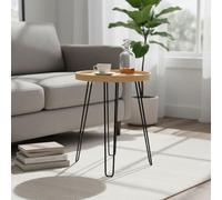 INDE MOBLEKIT | Mesa Auxiliar Plegable Madera y Metal 40x48,5 cm, Mesita Redonda con Patas Plegables, Mesa Práctica y Funcional para Salón, Terraza o Dormitorio