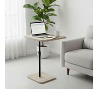 INDE MOBLEKIT | Mesa Auxiliar Regulable 45x29 cm, Altura Ajustable 48-80 cm, Mesita para Sofá o Cama con Base Estable y Acabado Mate, Escritorio Auxiliar Pequeño de Madera y Metal