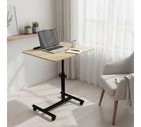 INDE MOBLEKIT | Mesa Auxiliar Regulable con Tablero Inclinable 60x40x59-89 cm, Escritorio con Ruedas para Sofá o Cama, Metal y Madera, Mesa Auxiliar con Altura Ajustable y Freno
