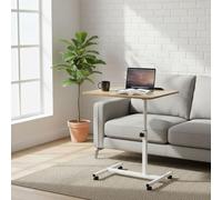 INDE MOBLEKIT | Mesa Auxiliar Regulable con Tablero Inclinable 60x40x59-89 cm, Escritorio con Ruedas para Sofá o Cama, Metal y Madera, Mesa Auxiliar con Altura Ajustable y Freno