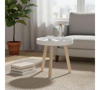INDE MOBLEKIT | Mesita Auxiliar Madera Blanca 60 cm con 3 Patas, Mesa Redonda Práctica para Salón o Dormitorio, Mesita Decorativa Estética Nórdica para Hogar Moderno