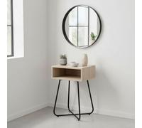 INDE MOBLEKIT | Mesita de Noche 40x34x60 cm sin Cajón, Mesa Auxiliar Moderna de Madera y Metal Negro, Mesilla para Dormitorio o Salón, Mesitas de Noche Estilo Industrial, Mesas Auxiliares Compactas