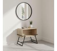 INDE MOBLEKIT | Mesita de Noche Baja 50x33x45 cm, Mesa Auxiliar de Madera y Metal con Estante Abierto, Mesilla Moderna Estilo Industrial para Dormitorio o Salón, Mesitas de Noche Anchas