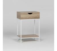 INDE MOBLEKIT | Mueble Auxiliar 1 Cajón 45X30X68 cm, Mesita Alta de Madera y Metal con Estante Inferior, Mueble para Dormitorio, Salón o Entrada, Diseño Práctico y Versátil