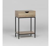 INDE MOBLEKIT | Mueble Auxiliar 1 Cajón 45X30X68 cm, Mesita Alta de Madera y Metal con Estante Inferior, Mueble para Dormitorio, Salón o Entrada, Diseño Práctico y Versátil