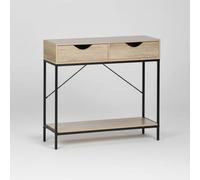 INDE MOBLEKIT | Mueble Auxiliar 2 Cajones 80X30X75 cm, Consola de Madera y Metal con Estante Inferior, Mueble de Almacenaje para Recibidor, Salón o Dormitorio, Diseño Moderno y Funcional