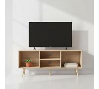 INDE MOBLEKIT | Mueble Auxiliar 4 Compartimentos 110x29x47 cm, Mueble TV Color Madera con Estantes, Estantería Moderna para Salón, Recibidor o Almacenamiento Hogar