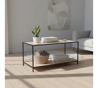 INDE MOBLEKIT | Mueble Auxiliar Bajo con 2 Niveles 78x38x38 cm, Estantería de Madera y Estructura Metálica Negra, Acabado Mate para Salón, Recibidor o Dormitorio