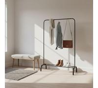 INDE MOBLEKIT | Perchero Metálico Negro Mate con Estante Inferior 104x41x152 cm, Burro Ropa Estilo Industrial para Entrada Recibidor, Dormitorio o Vestidor, Perchero de Pie Resistente