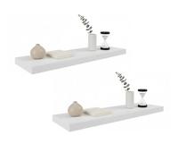 INDE MOBLEKIT | Set 2 Baldas Flotantes Blanco 60x23.5x3.8 cm de Madera con Acabado Mate, Estantes Flotantes para Montaje en Pared, Estantería Decorativa Estilo Moderno y Funcional