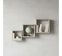 INDE MOBLEKIT | Set 3 Estanterías Flotantes Cuadradas Color Madera 25x20x15 cm, Baldas de Madera para Pared sin Agujeros, Estantería Estrecha Moderna, Repisas para Decorar Pared de Forma Funcional