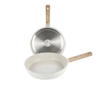 INDE QUTTIN - Sartén Ecook 28 cm Antiadherente Cerámica PFAS Free, Aluminio Reciclado, Sin Tóxicos, Apta para Inducción Gas Vitro Eléctrico Halógeno, Mango Detalle en Madera